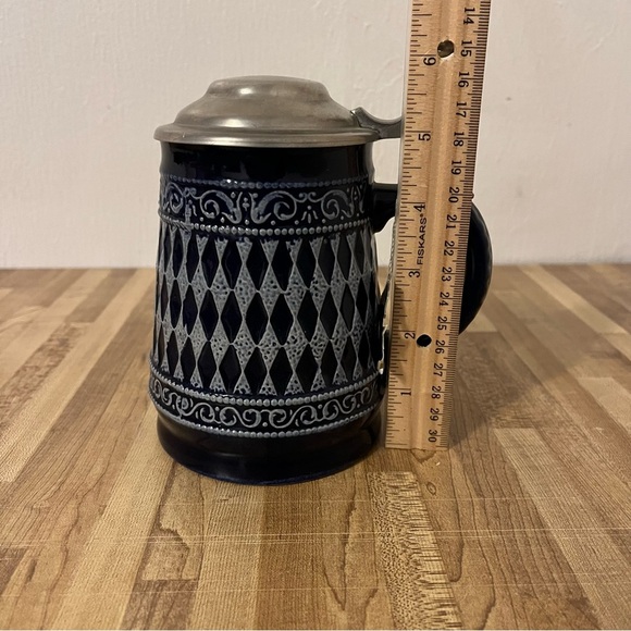 Rein Zinn Blue/white Ceramic Pewter Lid Beer Stein/Barware/Home Decor/Man Cave - Picture 8 of 9